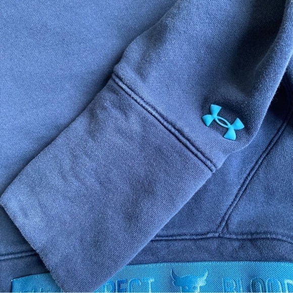 Under Armour Project Rock Sweater Crewneck Sweatshirt Drawstring Crop Navy S - Picture 12 of 15